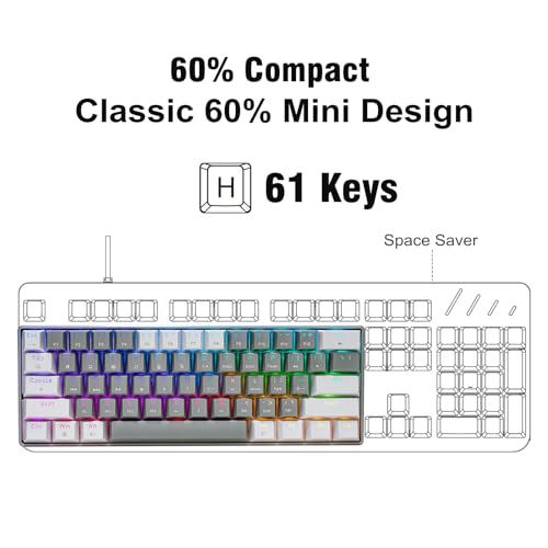 Portable 60% RGB Mechanical Gaming Keyboard for PC