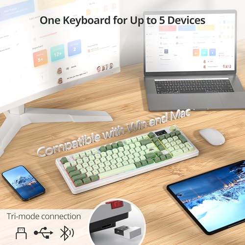 Fogruaden RGB Matcha Membrane Gaming Keyboard, Spill-Resistant, 3-Modes Wireless