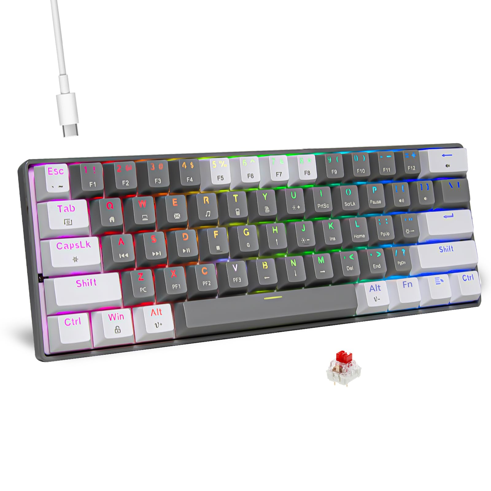 Portable 60% RGB Mechanical Gaming Keyboard for PC
