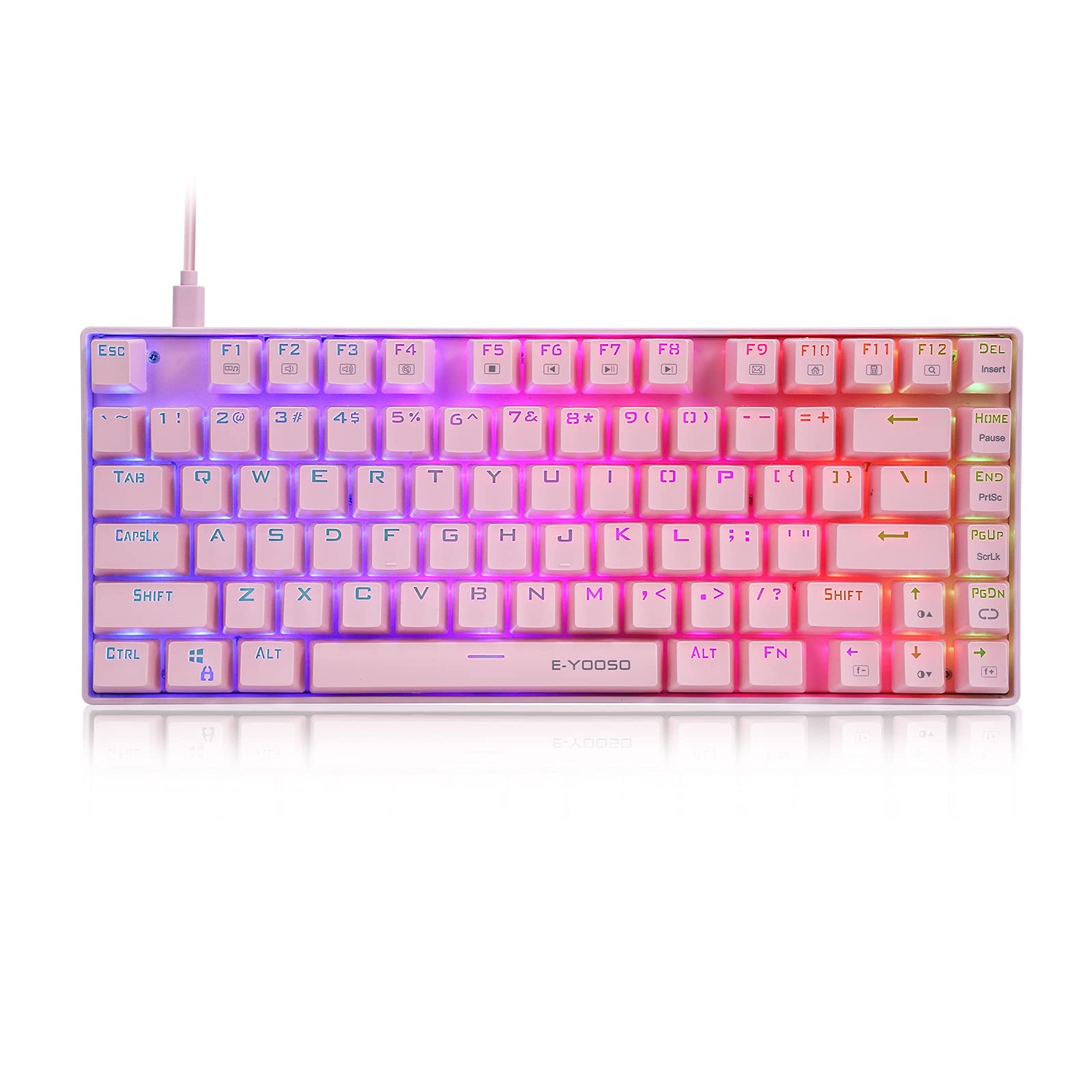 Pink RGB Gaming Keyboard with Brown Switches and LED Backlight
