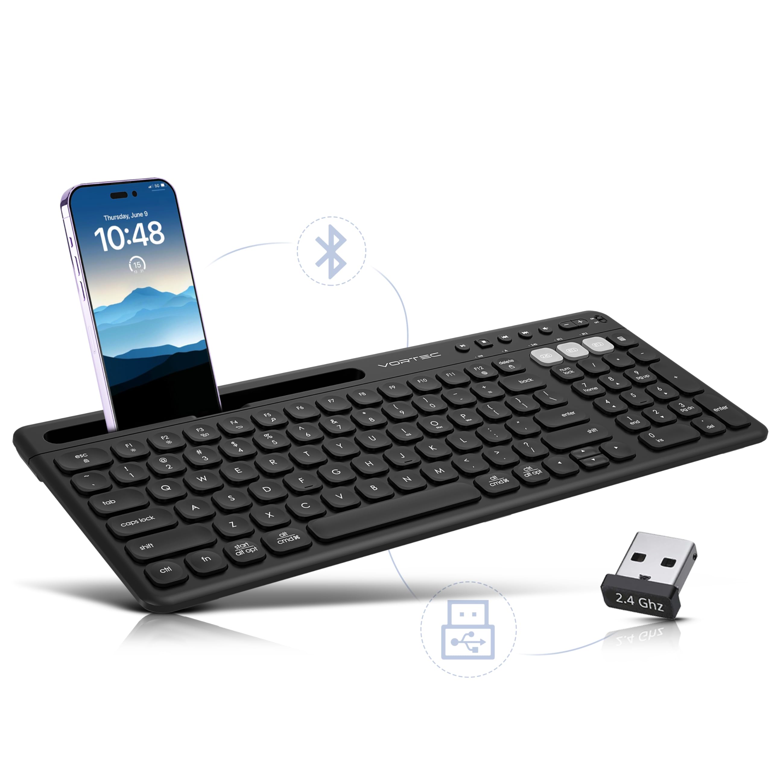 Wireless Bluetooth Keyboard for Multiple Devices