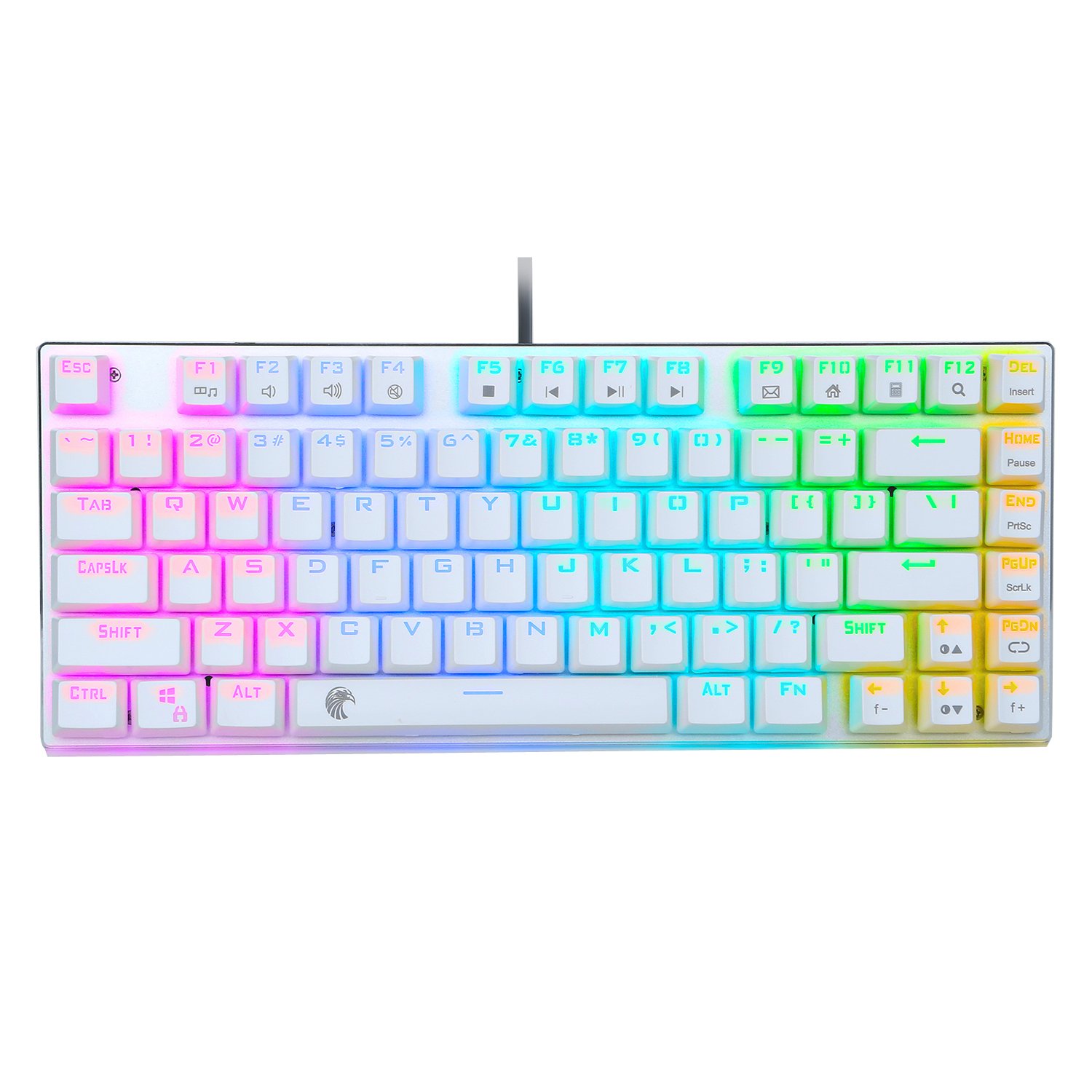 HUO JI E-Yooso Z-88 Ultra Silent 60% Compact Mechanical Keyboard, White Switches, RGB Backlit, Mac/PC Compatible White